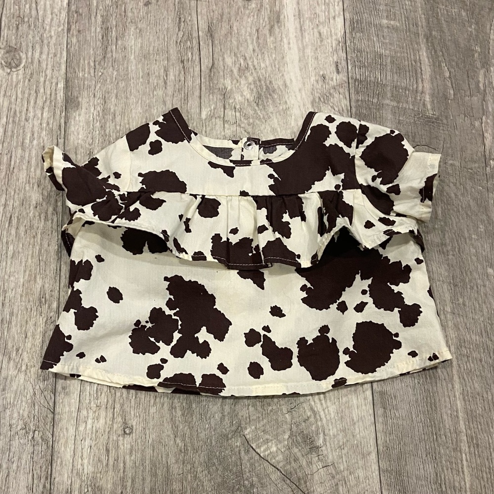 Wrangler Girls Brown and White Ruffle Top Cowprint Size 0-3 months